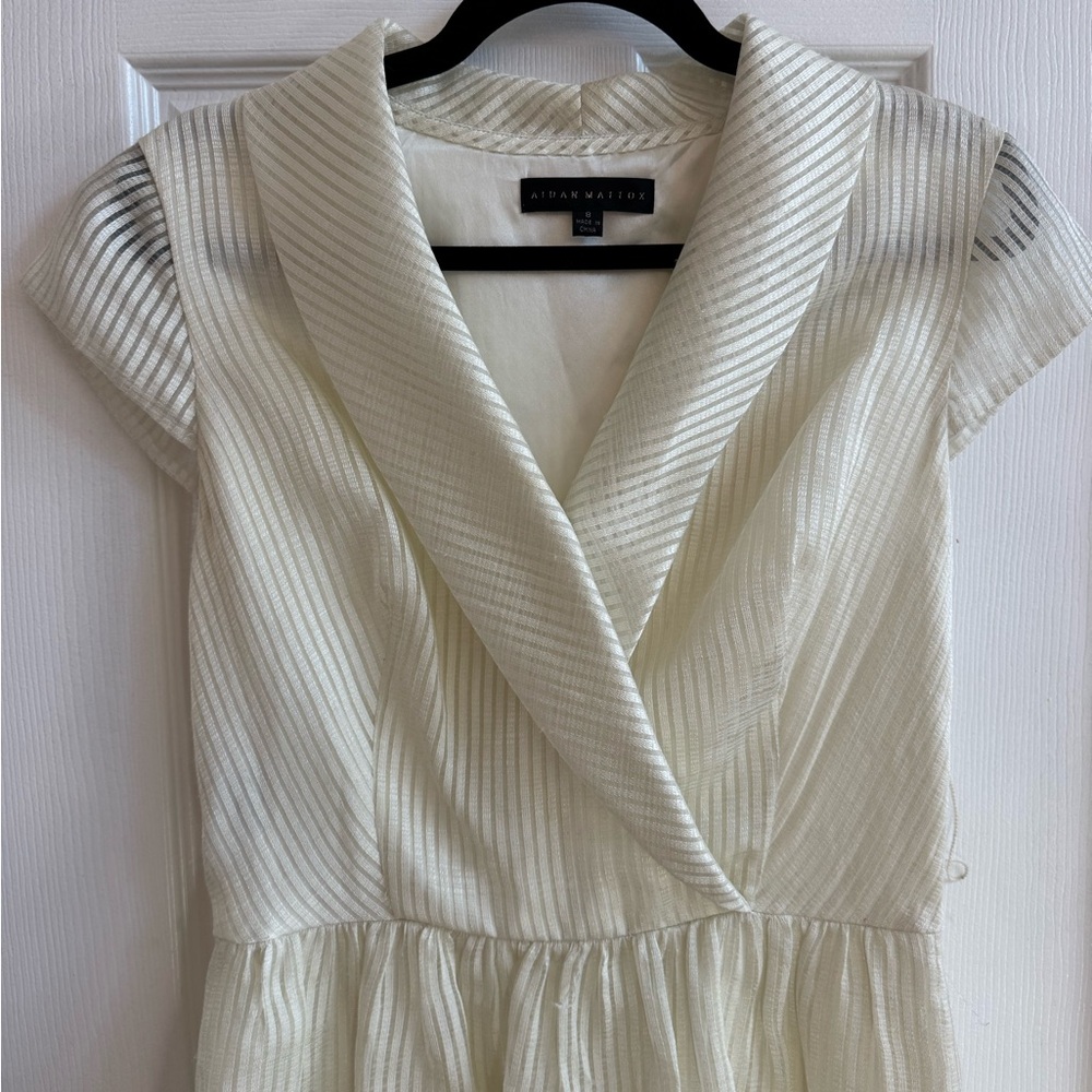 AIDAN MATTOX Cream A-Line Tea Length Dress Size 8 - Picture 2 of 5